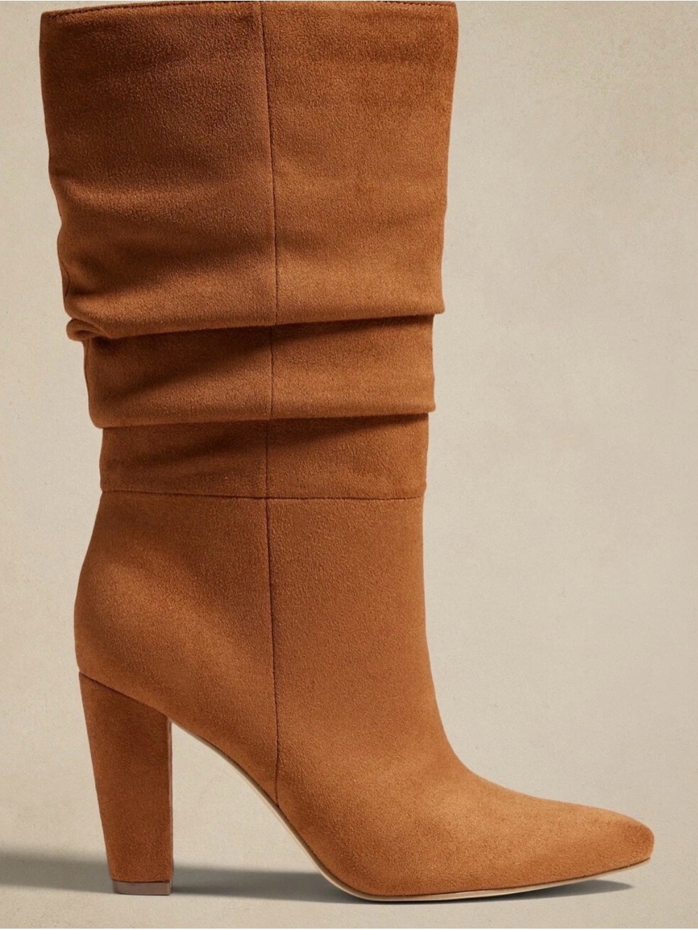 Banana Republic NEW Slouchy Mid-Calf High Heel Boot in Cognac - Size 8